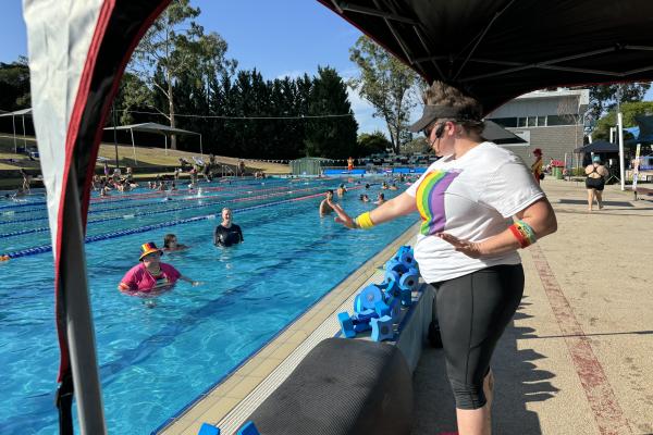 Aqua aerobics class held on Pride Night