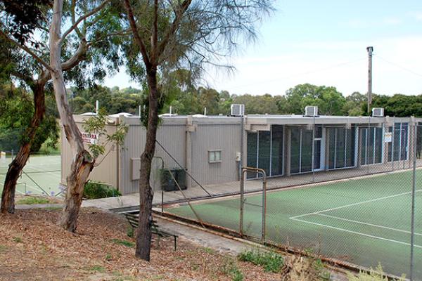 Koonara Hall external view with front tennis courts