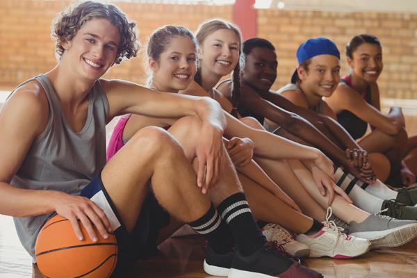 Group of youths with a basketball