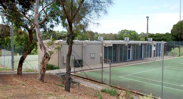 Koonara Hall external view with front tennis courts