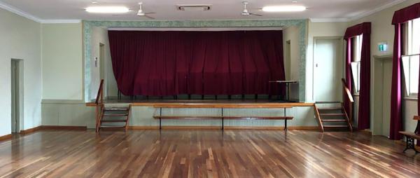 view of the stage in main hall