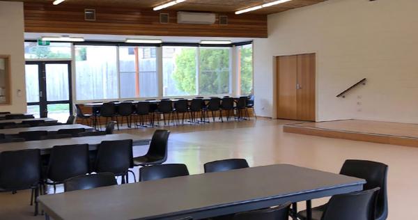 Stage and chairs inside the centre