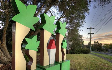 Nik Papas' Triptych corner Anderson Street and Foote Street, Templestowe