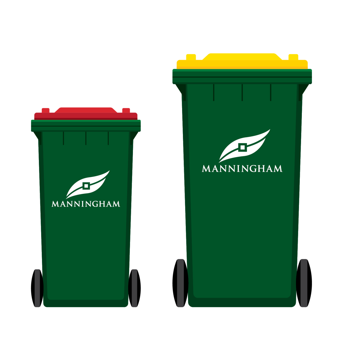 Image of red lid bin and yellow lid bin