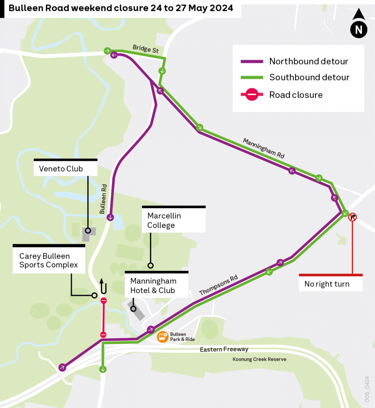 North East Link Bulleen Road weekend closure