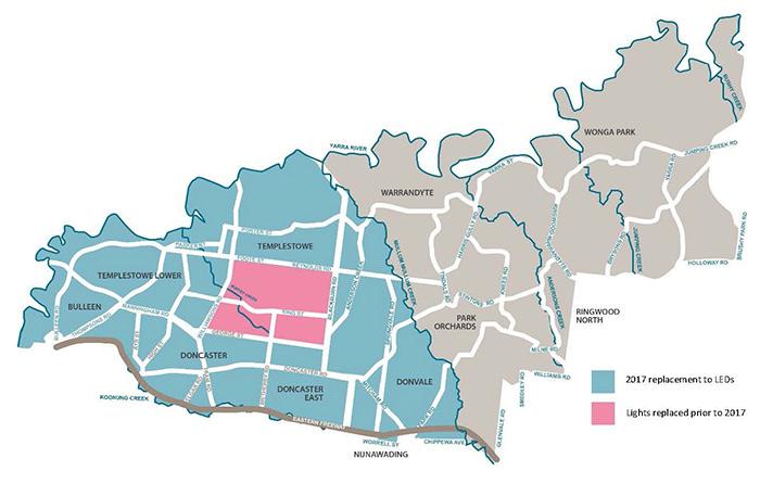 Streetlight Replacement Map in Manningham