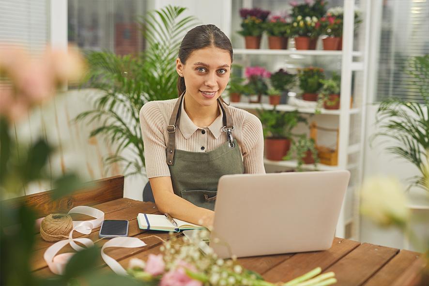 Small business owner Small business florist on laptop