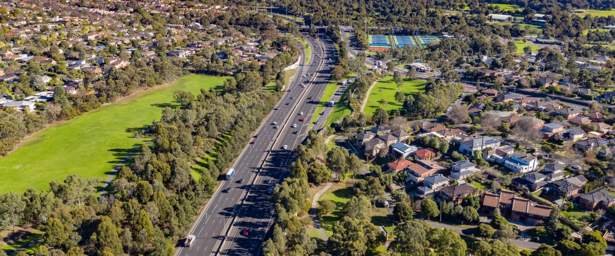 Pictured: Aerial view of housing and trees in Manningham 