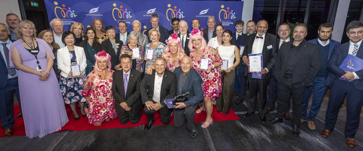 Manningham Councillors with winners and finalists from the Manningham Community Awards 2025
