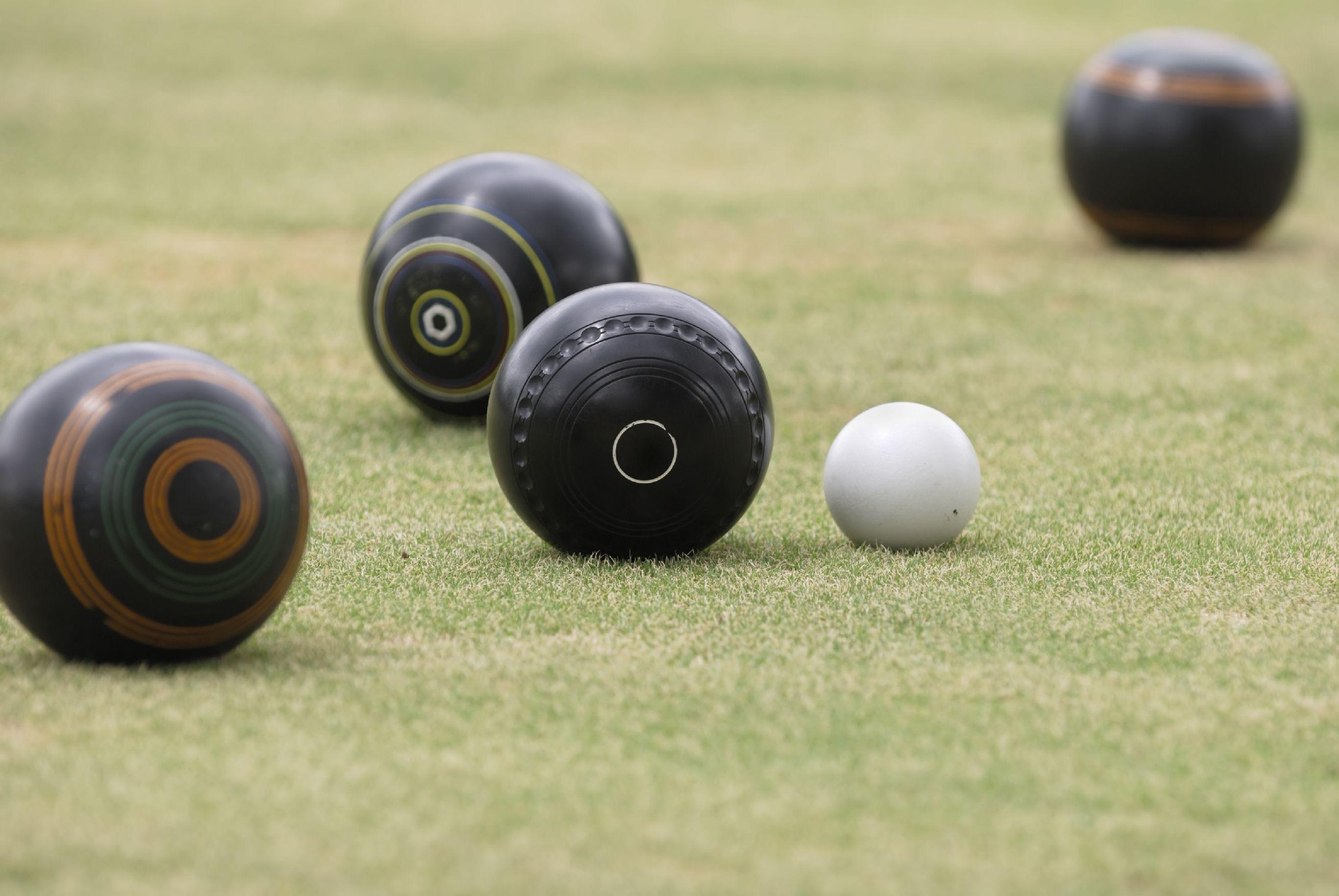 Lawn bowls on green grass