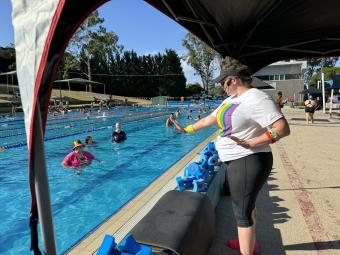 Aqua aerobics class held on Pride Night