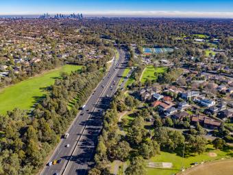 Pictured: Aerial view of housing and trees in Manningham 