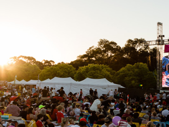 Crowd watching stage at 2017 Carols by Candleight Manningham