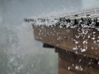 House roof in stormy weather