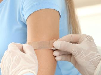 Bandaid over flu shot